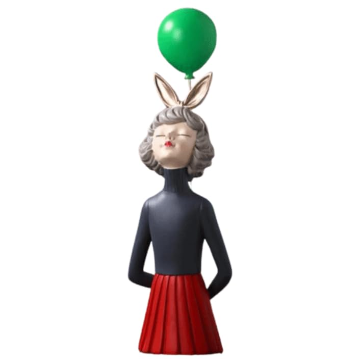 Girl Balloon Statue with Skirt and Bunny Ears, Girl Balloon Statue, Unique Gift Statue, Girl Sculpture Decor, Girl Balloon Sculpture, Girl Balloon Decor, Girl Balloon Objects