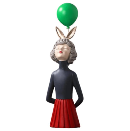 Girl Balloon Statue with Skirt and Bunny Ears, Girl Balloon Statue, Unique Gift Statue, Girl Sculpture Decor, Girl Balloon Sculpture, Girl Balloon Decor, Girl Balloon Objects