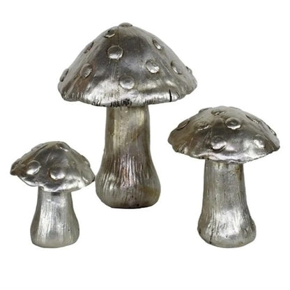 Set of 3 Red Toadstool Mushroom Statues, Mushroom Garden Decor, Toadstool Statue, Mushroom House Decor, Outdoor Mushroom Art, Mushroom Decor