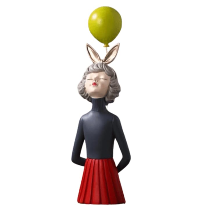 Girl Balloon Statue with Skirt and Bunny Ears, Girl Balloon Statue, Unique Gift Statue, Girl Sculpture Decor, Girl Balloon Sculpture, Girl Balloon Decor, Girl Balloon Objects