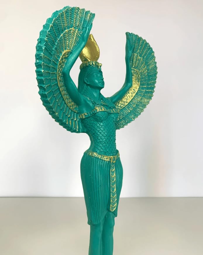 Ägyptische Isis-Statue mit offenen Flügeln, Ägyptische Isis-Statue mit Flügeln, Isis-Statue mit offenen Flügeln, Isis-Statue aus Polyester