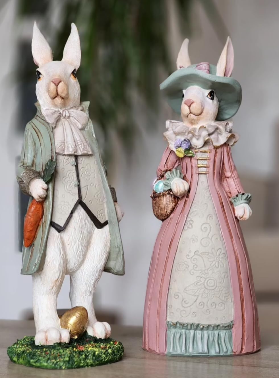 Easter Bunny Decor, Elegant Rabbit Couple, Easter Home Decor, Spring Decoration, Easter Gift, Bunny Sculpture, Easter Rabbit Decor, Easter Rabbit Sculpture