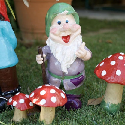 Happy Garden Gnome with Broom for Outdoor Decor, Garden Gnome Statue, Patio Gnome Figure, Gnome Decor, Broom Holding Gnome
