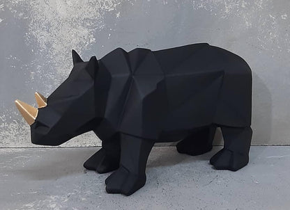 Modern Geometric Rhino Statue in Cubic Design, Geometric Rhino Sculpture, Cubic Rhino Statue, Minimalist Rhino Decor, Abstract Rhino Decor