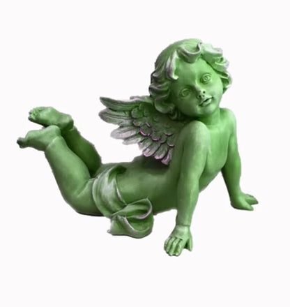Reclining Angel Statue, Elegant Decorative Cherub Figurine, Reclining Angel Decor, Handmade Reclining Angel Figurine, Elegant Angel Decor, Reclining Angel Sculpture, Reclining Angel Object