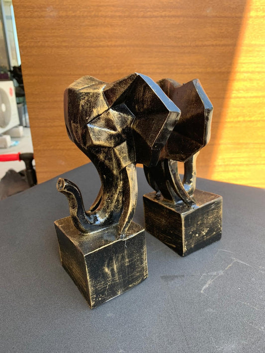 Elephant Bookends Set, Unique Geometric Bookends, Cubic Bookends, Elephant Bookends, Polyester Bookends, Modern Elephant Bookends
