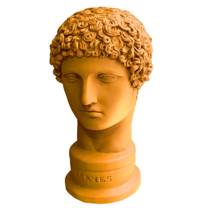 Griechische Hermes-Statue, abstraktes Gesicht, griechische Büstenskulptur, zeitgenössische griechische Mythologie-Skulptur, klassischer Büsten-Wohnakzent