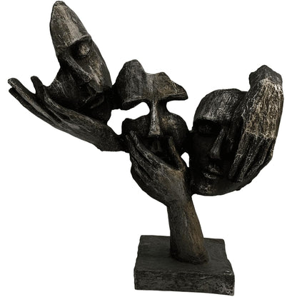 Abstract Three Face On Hand Statue, Tabletop Art Decor, Modern Face Sculpture, Abstract Design Decor, Face Sculpture, Face Statue, Face Decor, Face Objects, Face Figurine