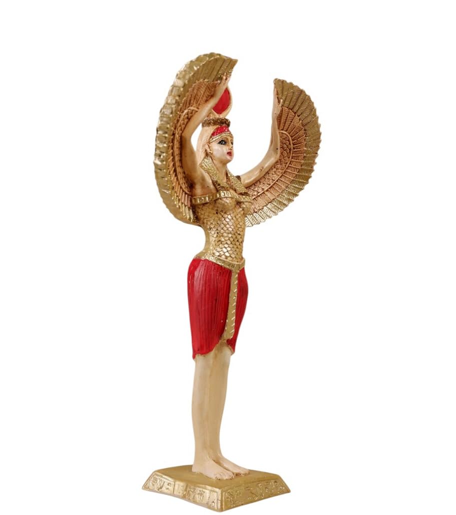 Ägyptische Isis-Statue mit offenen Flügeln, Ägyptische Isis-Statue mit Flügeln, Isis-Statue mit offenen Flügeln, Isis-Statue aus Polyester