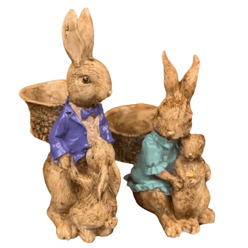 HasenFamilien Korbhalter Set oder Einzeln, Familienhasen Figuren, HasenFamilie Dekor, Osterhasen Skulptur, Osterhasen Skulptur, Osterhasen Figur