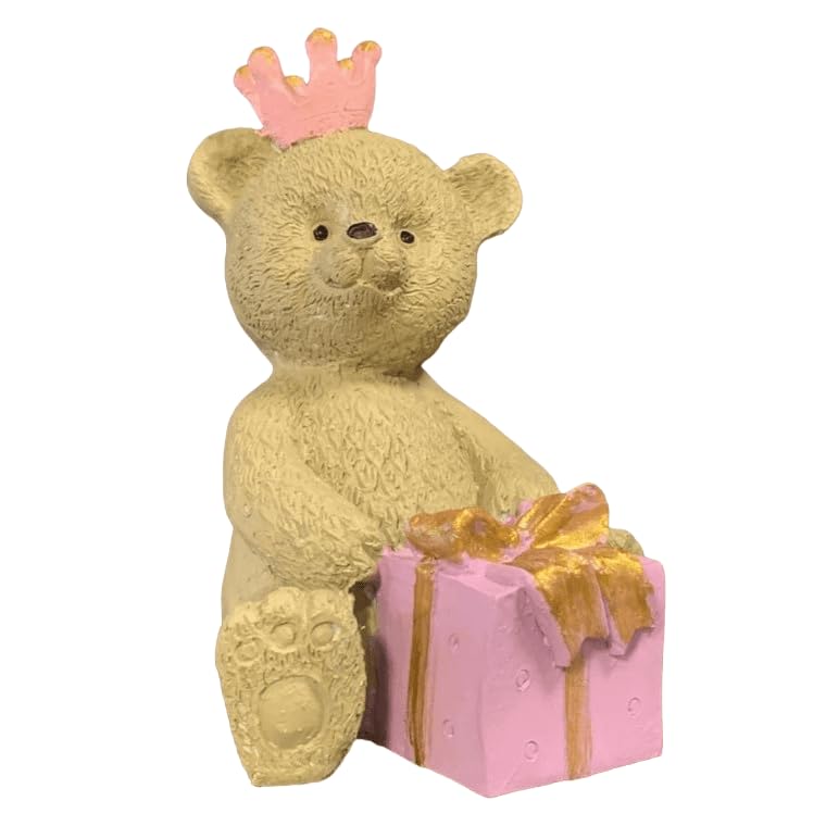 Gift Wrapped Bear Statue, Crowned Bear Figurine, Handmade Gift Bear Statue, Crowned Bear Statue, Handmade Bear Statue, Crowned Bear Decor, Crowned Bear Sculpture, Gift Wrapped Bear Decor