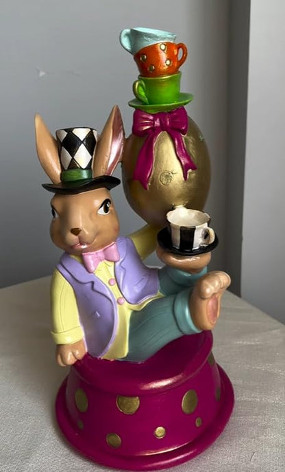 Alice in Wonderland Style Spring Home Decor, Easter Bunny Statue, Easter Shelf Sitter, Quirky Rabbit Statue, Bunny Easter Figurine, Easter Rabbit Statue, Rabbit Decor, Bunny Decor