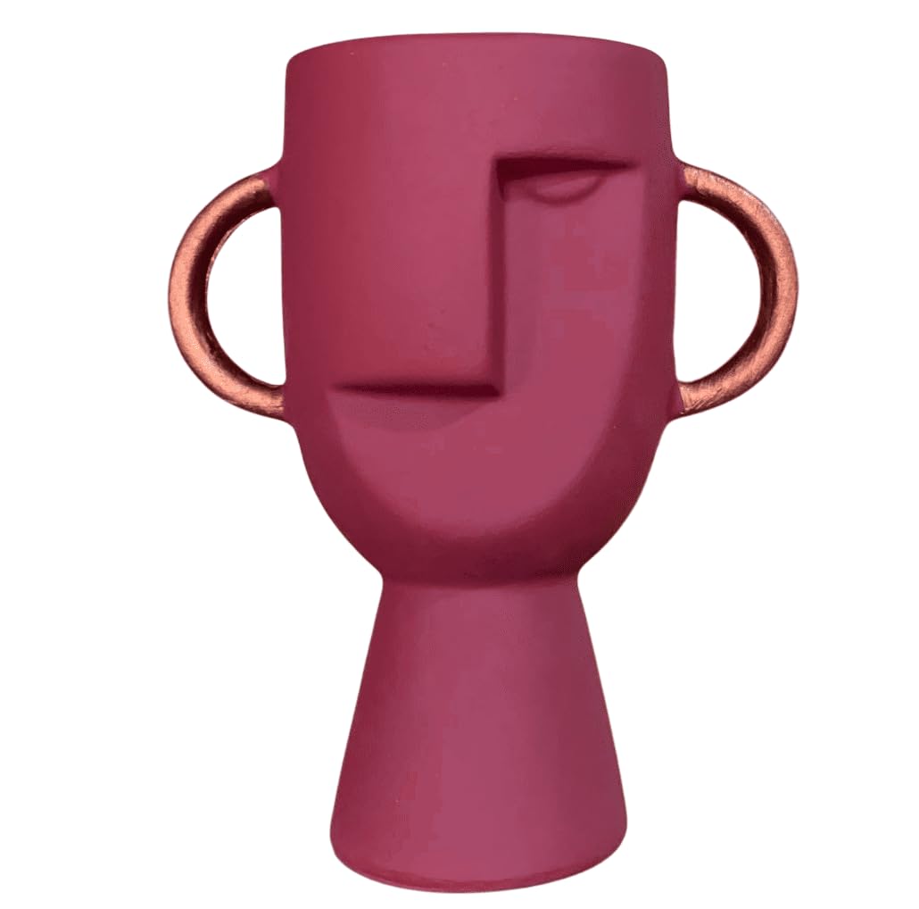 Abstract Face Vase with Dual Handles, Abstract Face Vase, Nordic Style Vase, Polyester Face Art, Small Face Vase, Twin Handle Sculpture