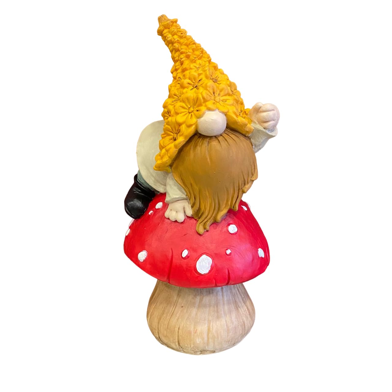 Whimsical Garden Gnome on Mushroom, Mushroom Dwarf Statue, Polyester Dwarf Statue, Garden Gnome Sitting on Mushroom, Dwarf Garden Statue, Mushroom Dwarf Sculpture, Dwarf Garden Sculpture