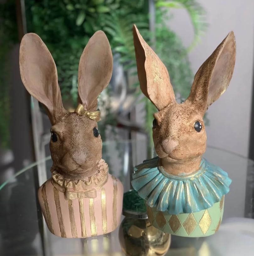 Bunny Bust Figurines, Bunny Bust Decor, Rabbit Figurines Set, Bunny Art Decor, Bunny Decor, Easter Rabbit Figurine, Handmade Rabbit Figurine