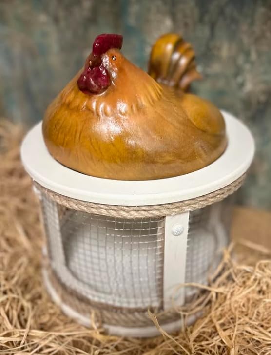 Farmhouse Chicken Egg Basket, Handmade Chicken Egg Holder Cage, Rooster Kitchen Decor, Chicken Wire Egg Storage, Hen Egg Holder