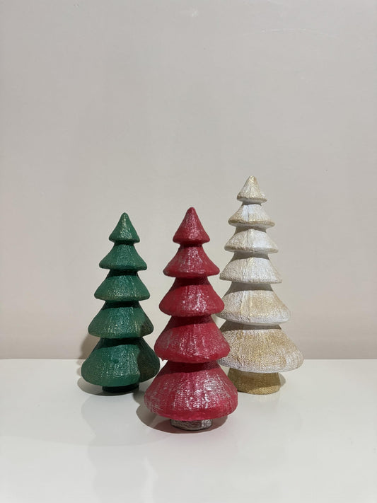 Mini Christmas Tree Set Sculpture, Colorful Holiday Trees, Festive Table Decorations, Christmas Shelf Decor, Winter Decor Set, Christmas Tree Sculpture, Christmas Tree Decor