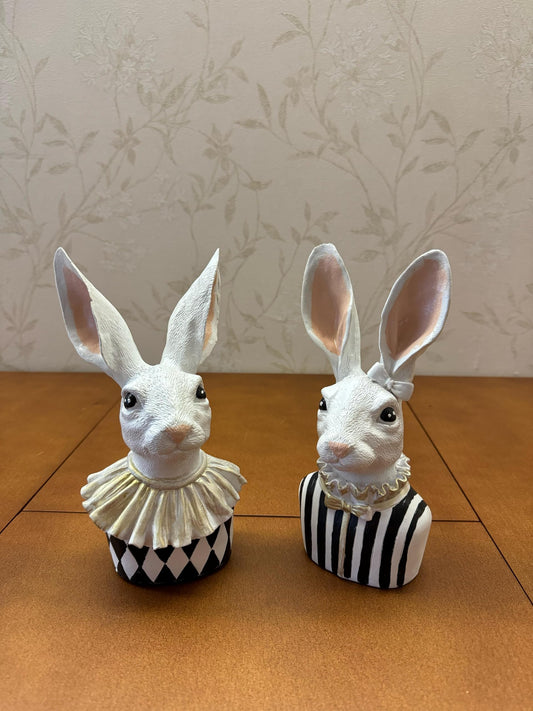Bunny Bust Figurines, Bunny Bust Decor, Rabbit Figurines Set, Bunny Art Decor, Bunny Decor, Easter Rabbit Figurine, Handmade Rabbit Figurine