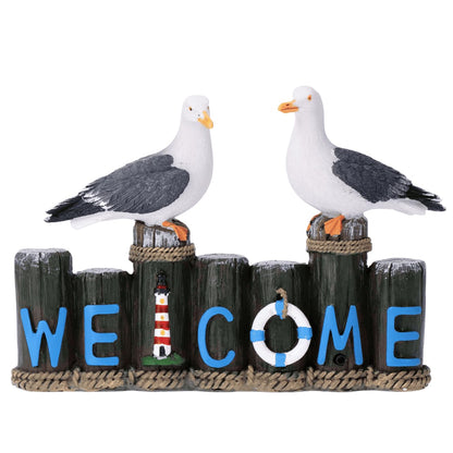 Nautical Seagull Welcome Sign Sculpture, Seagull Welcome Sign, Coastal Home Decor, Nautical Beach Decor, Welcome Sign Gift, Seagull Statue