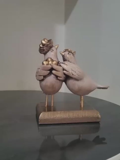 Romantic Bird Couple Sculpture, Lovebirds Statue for Home Decor, Polyester Bird Sculpture, Bird Couple Statue, Lovebird Couple Statue
