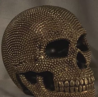 Skull Sculpture with Textured Detail, Gothic Polyester Skull Decor, Skull Decor for Shelves, Textured Surface Skull Decor, Skull Statue, Skull Sculpture, Skull Decor, Skull Objects