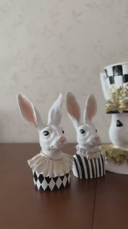 Bunny Bust Figurines, Bunny Bust Decor, Rabbit Figurines Set, Bunny Art Decor, Bunny Decor, Easter Rabbit Figurine, Handmade Rabbit Figurine