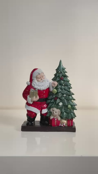 Santa Claus Figurine with Gift Boxes, Christmas Gift, Hand-Painted Sculpture, Christmas Ornaments, Chrismtas Decor, Christmas Tree Sculpture, Santa Sculpture, Santa Decor