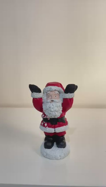 Santa Claus Tray Holder, Holiday Serving Stand, Santa Figurine with Metal Tray for Snacks & Sweets, Christmas Decoration, Santa Sculpture, Santa Claus Tray