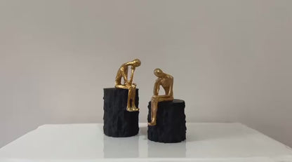 Thinker Human Sculpture Set of 2, Abstract Human Sculpture, Minimalist Human Figure Art, Modern Art Sculpture, Thinker Man Decor, Thinker Man Sculpture, Thinker Man Statue
