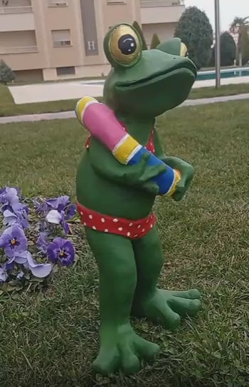 Frog Garden Statue, Summer Frog Garden Statue, Polyester Frog Garden Statue, Hand Painted Frog Statue, Outdoor Frog Garden Sculpture