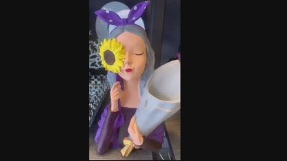 Elegant Girl Flower Vase, Romantic Gift Idea, Girl Flower Vase, Artistic Girl Sculpture, Romantic Floral Holder, Unique Flower Vase, Girl Flower Decor, Girl Flower Statue