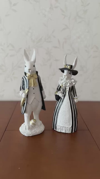 Easter Bunny Decor, Elegant Rabbit Couple, Easter Home Decor, Spring Decoration, Easter Gift, Bunny Sculpture, Easter Rabbit Decor, Easter Rabbit Sculpture
