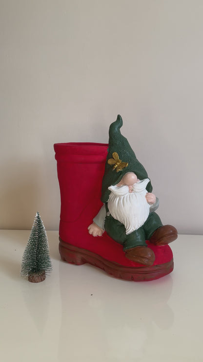 Santa Claus Boots Figurine, Decorative Santa Claus, Christmas Decorations, Santa Boots Statue, Christmas Gift, Gnome Sculpture, Gnome Decor, Gnome Object, Gnome Statue, Gnome Figurine
