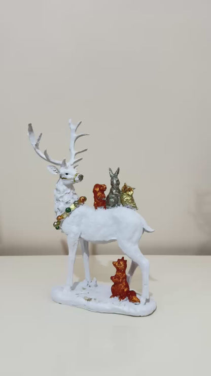 Deer Figurine, Christmas Deer Sculpture, Holiday Deer Statue, Festive Home Decor, Winter Deer Figurine, Christmas Tabletop Decor, Christmas Deer Decor, Christmas Deer Sculpture, Deer Decor
