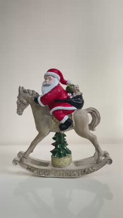 Santa Claus Riding Horse Figurine, Hand-painted Santa figurine, Unique Christmas Decorations, Santa Decor, Santa Claus Decor, Santa Decor, Santa Sculpture