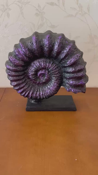 Seashell Sculpture, Fossil Shell Statue, Shell Art Decor, Oceanic Home Decor, Ocean Inspired Sculpture, Seashell Figurine, Ocean Sculpture,Nautilus Shell Decor