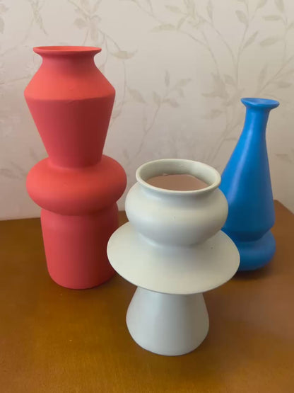 Modern Ceramic Vases Set, Geometric Decorative Vases, Minimalist Table Vase, Geometric Flower Vase, Boho Aesthetic Vases, Abstract Art Vases, Flower Vase