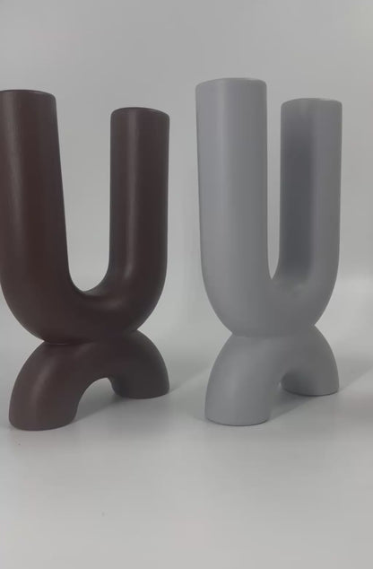 Modern U Shaped Ceramic Vase, Abstract U Shape Ceramic Vase, Unique U Shape Ceramic Sculpture Vase, Nordic U Shaped Ceramic Vase