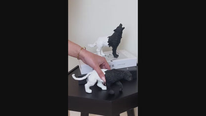 Cubic Wolf Statue, Half Polygon Wolf Sculpture, Geometric Wolf Statue, Abstract Wolf Figurine in Cubic Form, Modern Wolf Statue, Wolf Statue