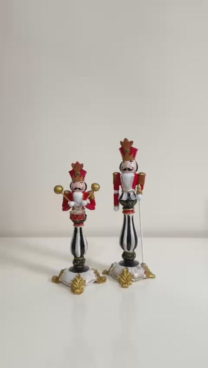 Christmas Nutcracker Candle Holders Set Of 2, Hand-Painted Festive Candle Holders, Nutcracker Figurine Candle Stands, Holiday Tabletop Decor, Nutcracker Candlestick