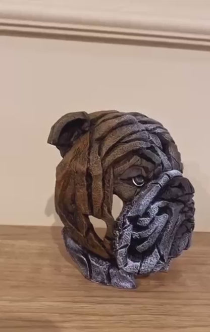 Abstract Bulldog Sculpture, Geometric Bulldog Head Statue, Bulldog Head Sculpture, Polyester Bulldog Wall or Shelf Sculpture, Bulldog Decor
