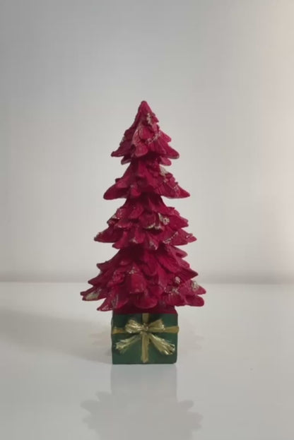 Glittered Resin Christmas Tree Sitting on Present Base, Handmade Christmas Tree, Tabletop Christmas Decoration, Christmas Tree Sculpture, Christmas Tree Decor, Christmas Tree Statue