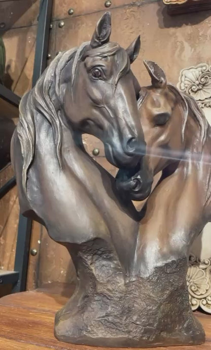 Soul Mate Horse Statue, Soulmate Horse Bust, Double Horse Head Sculpture, Double Horse Head Statue, Horse Couple Statue, Horse Couple Decor