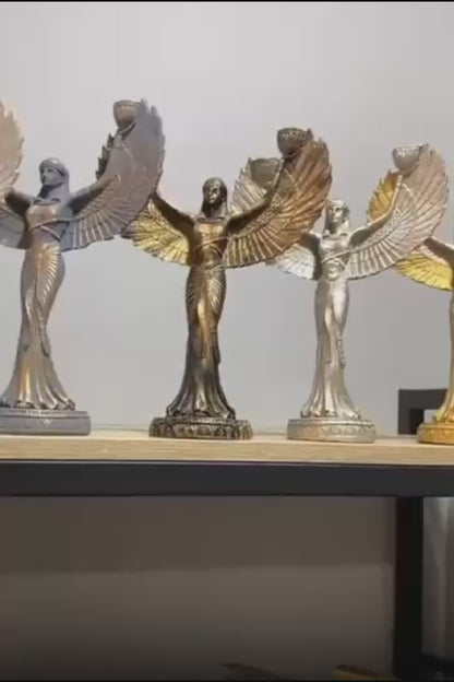 Statua portacandele della dea Iside, portacandele egizio di Iside, portacandele di Iside, candeliere di Iside, decorazione artistica con portacandele di Iside