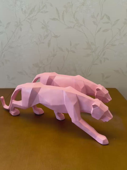 Large Panther Statue, Geometric Animal Figurine, Abstract Panther Sculpture, Panther Decorative Showpiece, Decorative Tabletop Statue