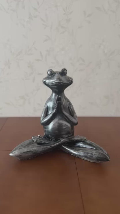Meditating Frog Sculpture, Frog Statue Lotus Pose, Zen Frog Figurine, Frog Ornament Yoga, Meditating Frog Figurine, Zen Frog Figurine