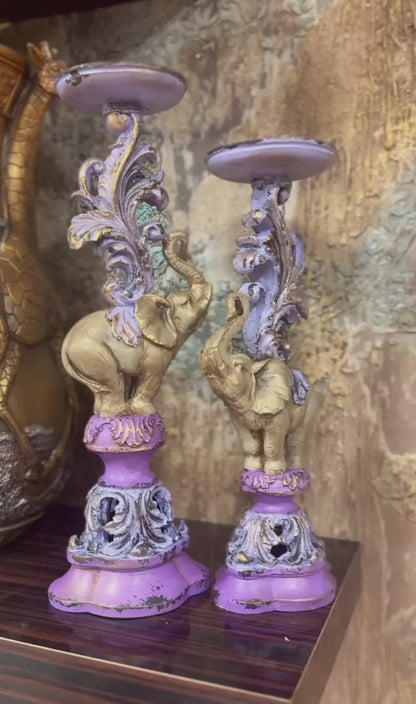 Elephant Candlestick Holder Set of 2, Elephant Candle Holder, Elephant Candlestick, Vintage Elephant Candlestick, Polyester Candle Holder