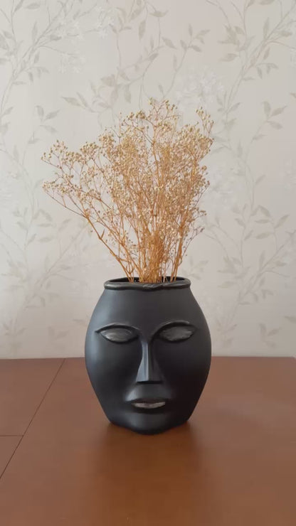 Abstract Face Vase, Modern Ceramic Planter, Minimalist Face Sculpture Pot, Unique Sculpture Vase, Artistic Face Decor, Aesthetic Indoor Pot, Ceramic Face Vase, Artistic Face Vase