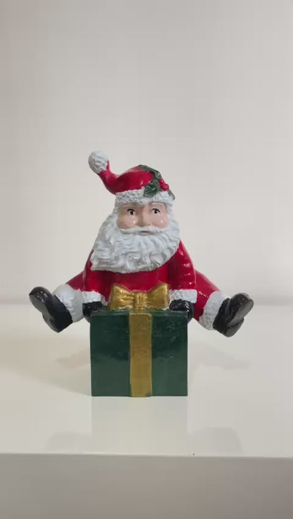 Santa Claus with Gift Box, Hand-Painted Christmas Decor, Santa Claus Figurine, Christmas Statue, Santa Claus Decor, Santa Claus Sculpture, Santa Decor