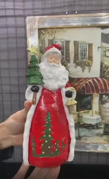Handmade Santa Claus Decor, Christmas Figurine, Festive Table Accent, Xmas with Tree Statue